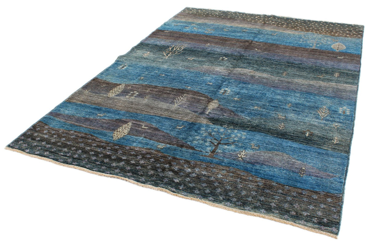 6x9 Blue and Multicolor Anatolian Traditional Rug