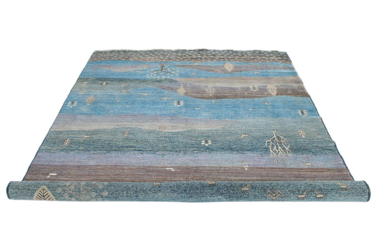 6x9 Blue and Multicolor Anatolian Traditional Rug