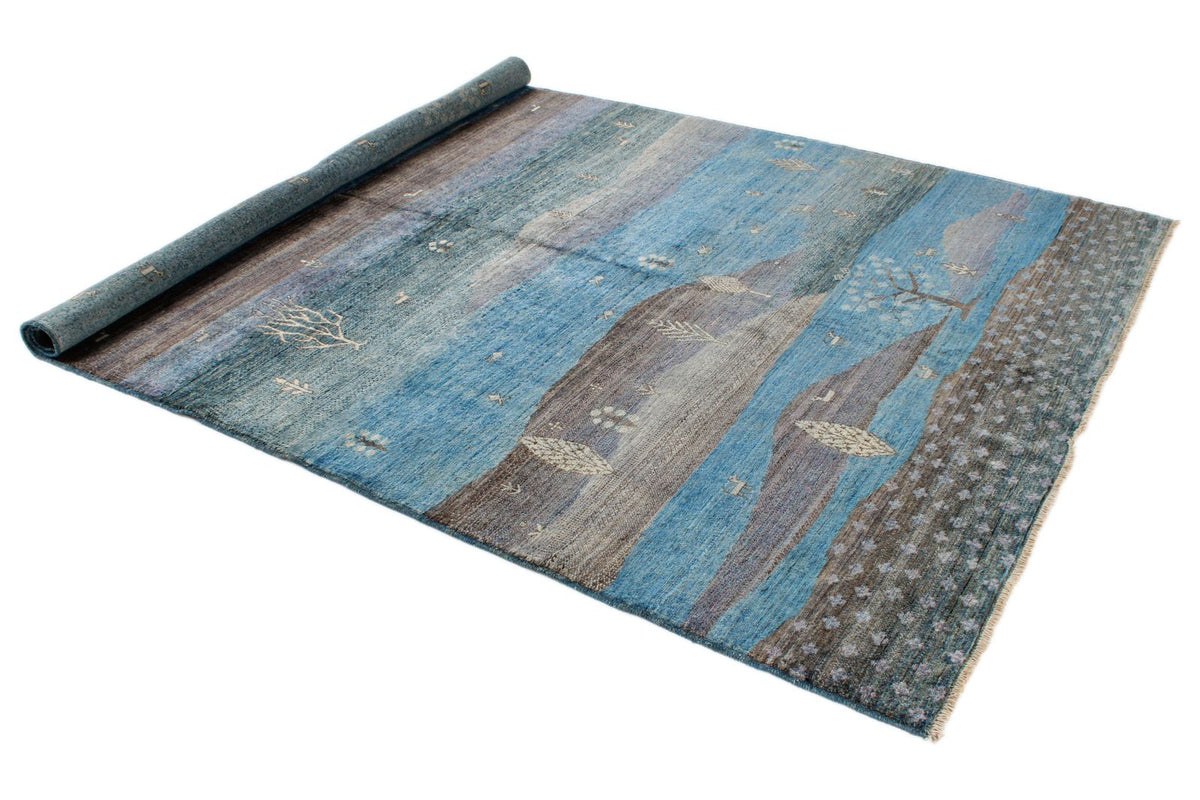 6x9 Blue and Multicolor Anatolian Traditional Rug