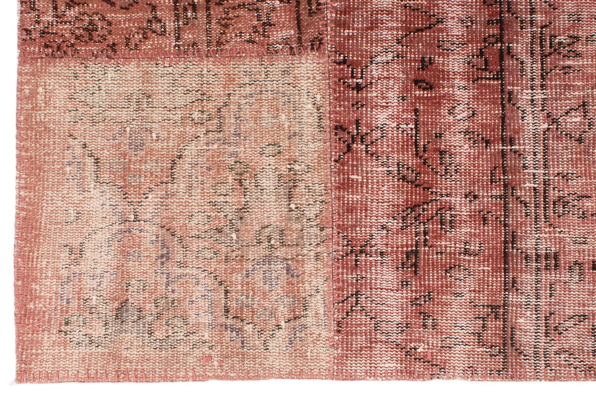 7x10 Rust and Pink Turkish Patchwork Rug