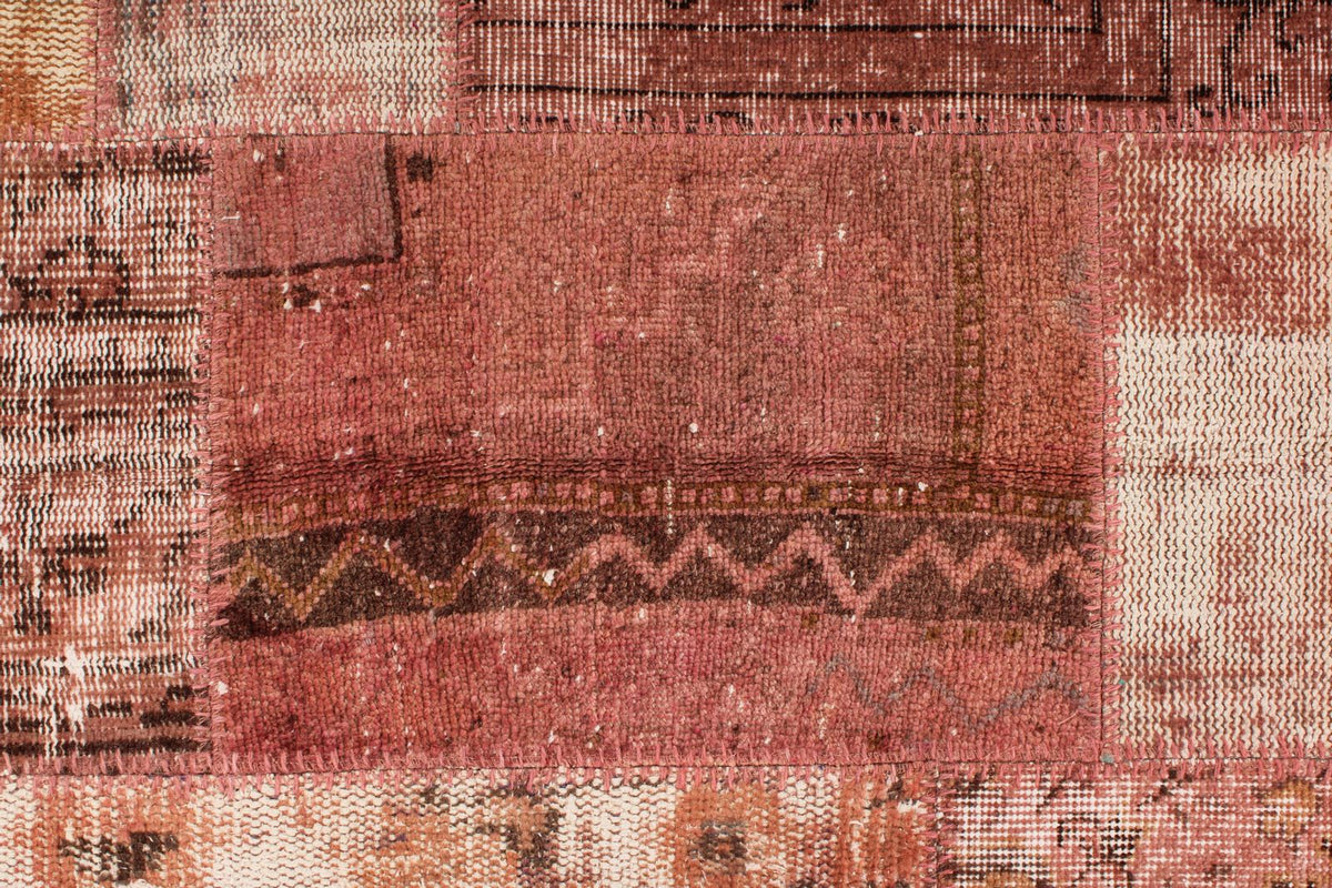 7x10 Rust and Pink Turkish Patchwork Rug