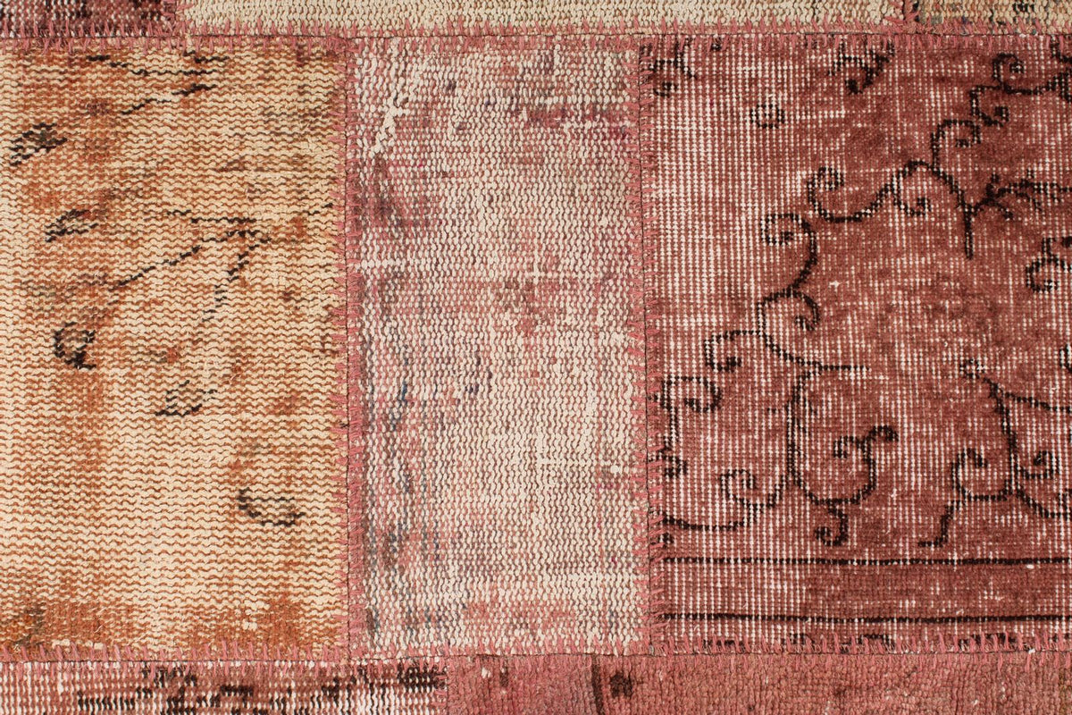 7x10 Rust and Pink Turkish Patchwork Rug