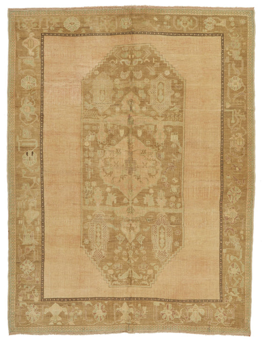 6x8 Beige and Brown Anatolian Turkish Tribal Rug
