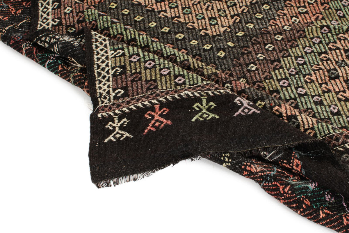 8x11 Black and Multicolor Turkish Tribal Rug