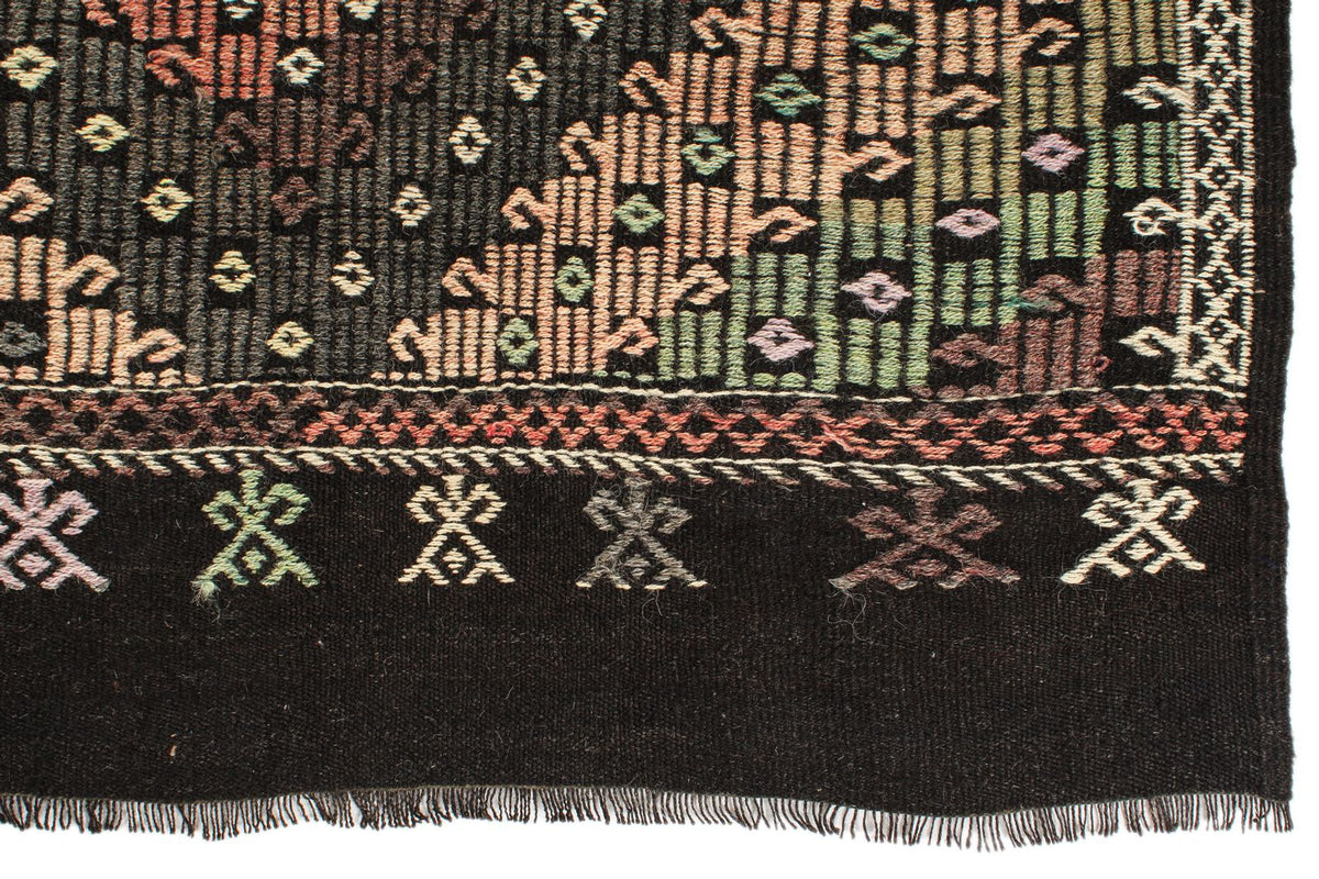 8x11 Black and Multicolor Turkish Tribal Rug