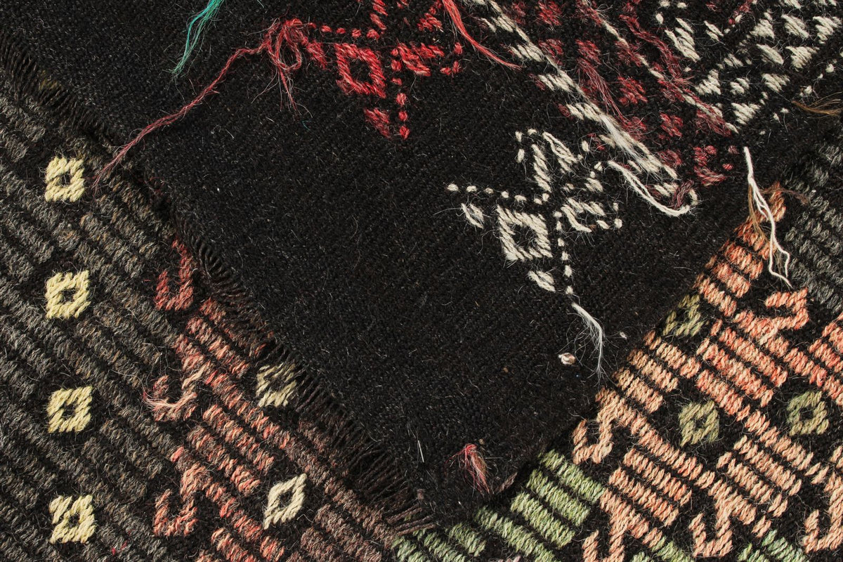 8x11 Black and Multicolor Turkish Tribal Rug