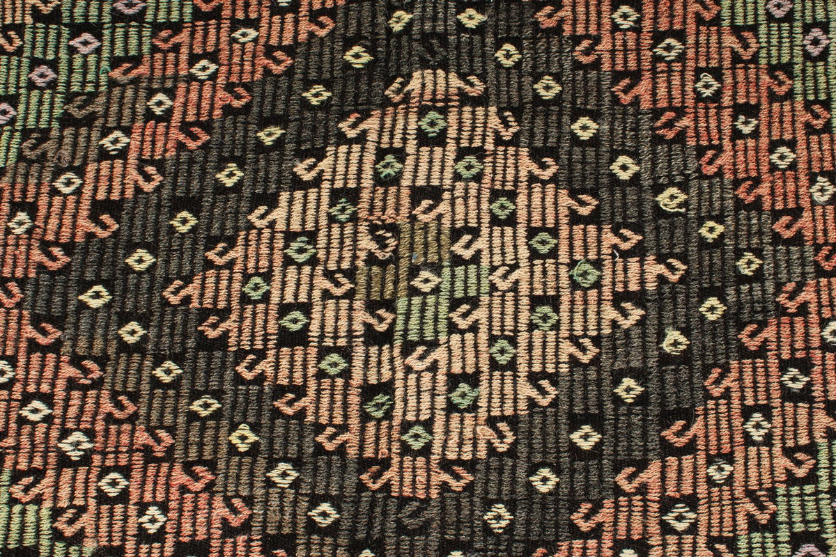 8x11 Black and Multicolor Turkish Tribal Rug