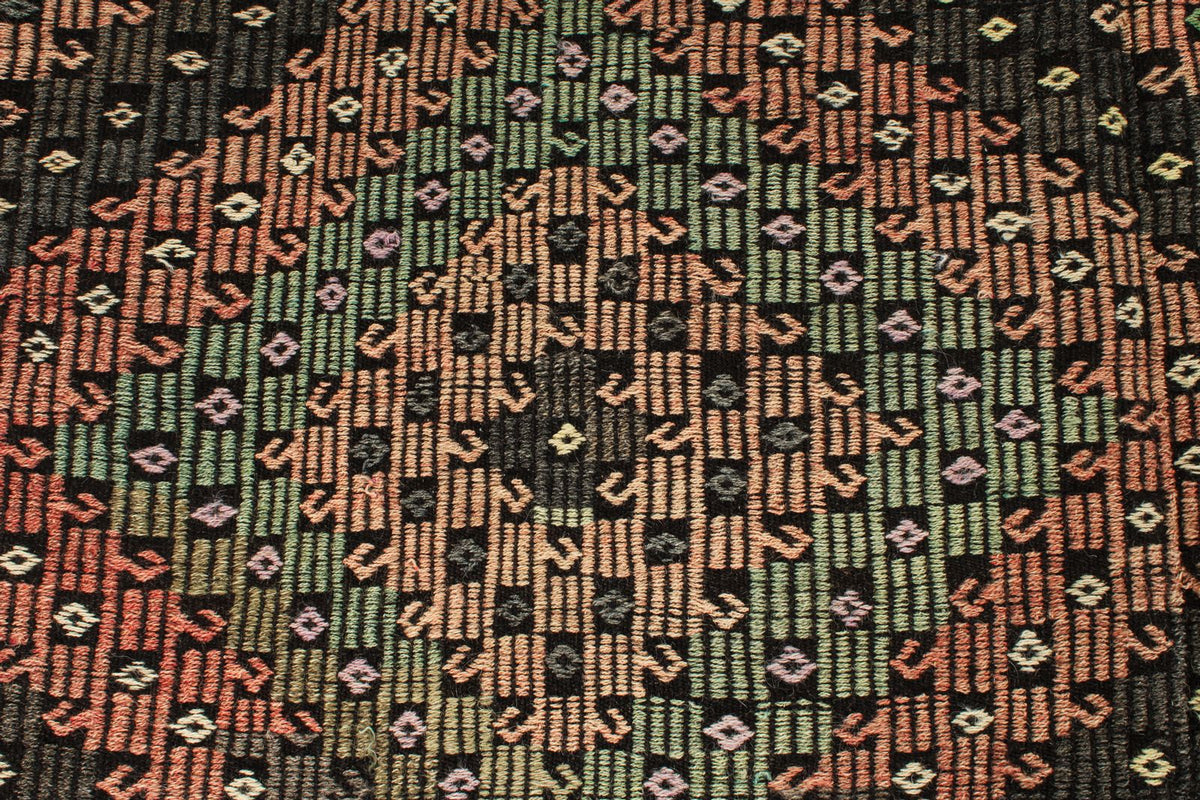 8x11 Black and Multicolor Turkish Tribal Rug