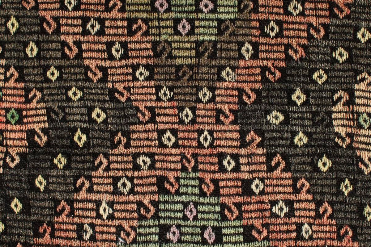 8x11 Black and Multicolor Turkish Tribal Rug