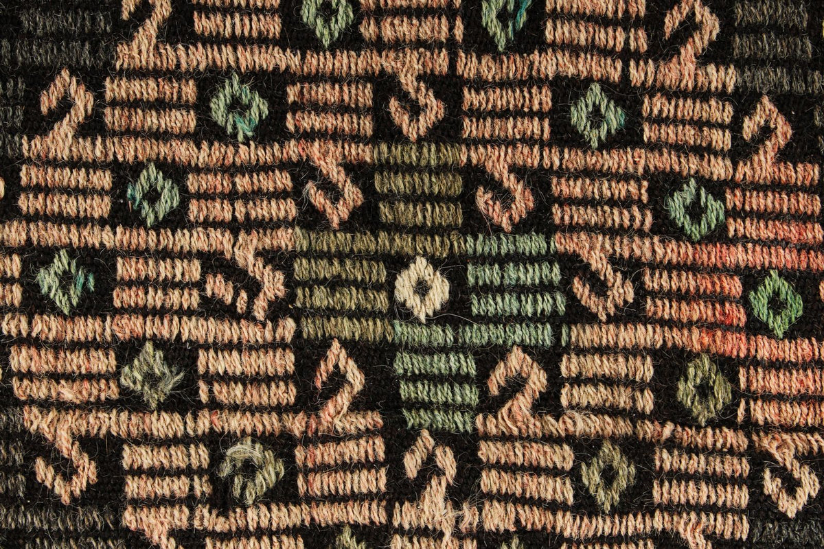 8x11 Black and Multicolor Turkish Tribal Rug