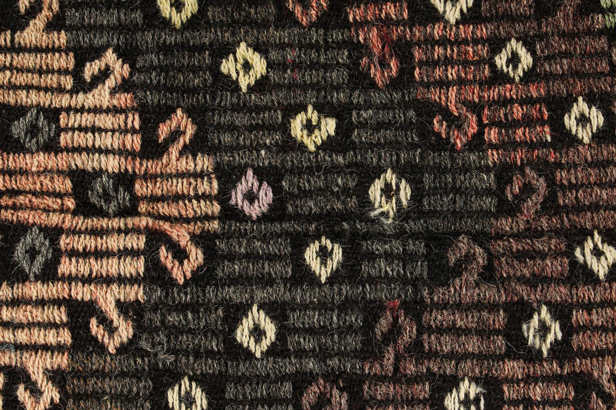 8x11 Black and Multicolor Turkish Tribal Rug