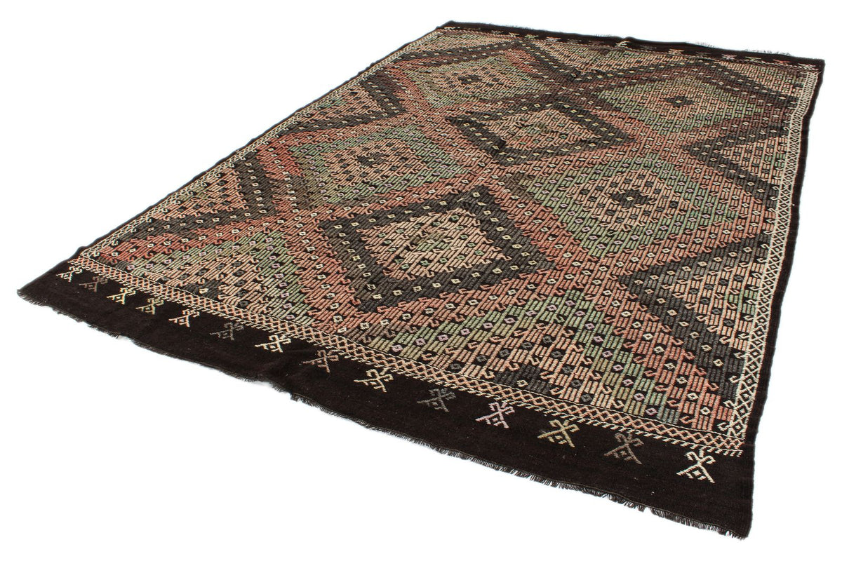 8x11 Black and Multicolor Turkish Tribal Rug
