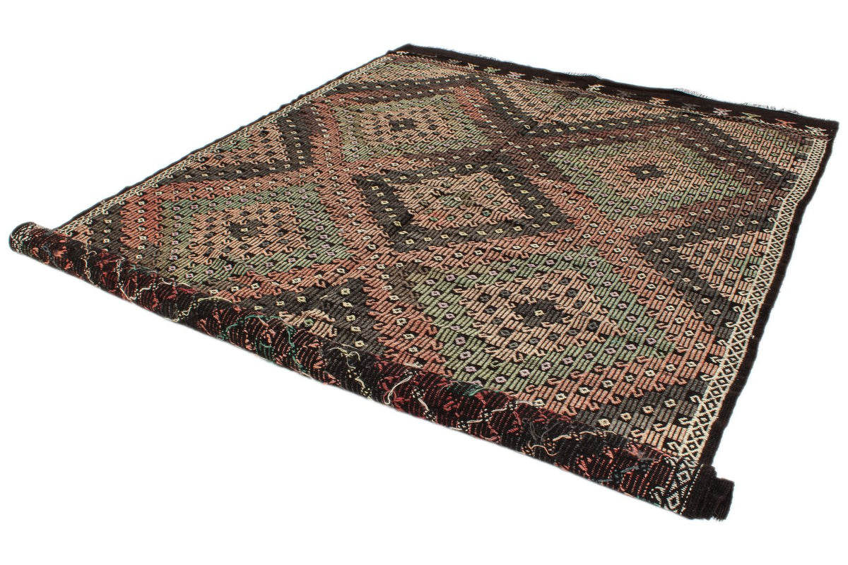 8x11 Black and Multicolor Turkish Tribal Rug