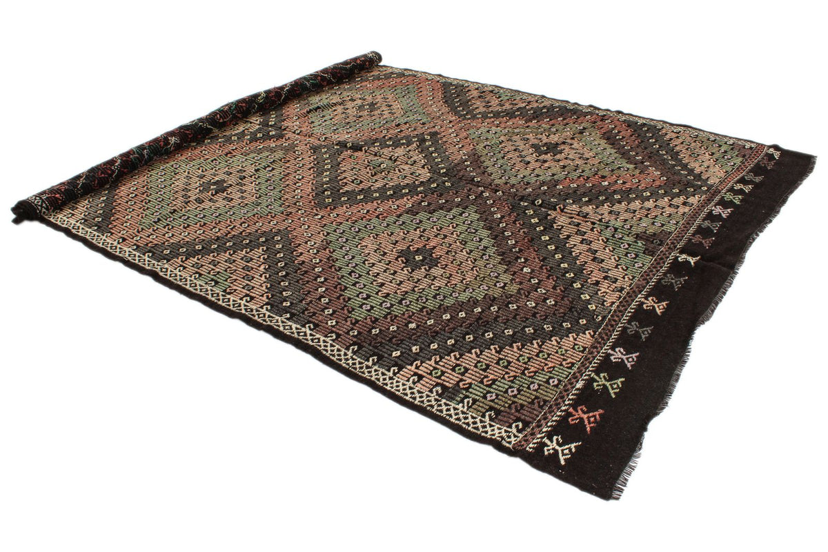 8x11 Black and Multicolor Turkish Tribal Rug