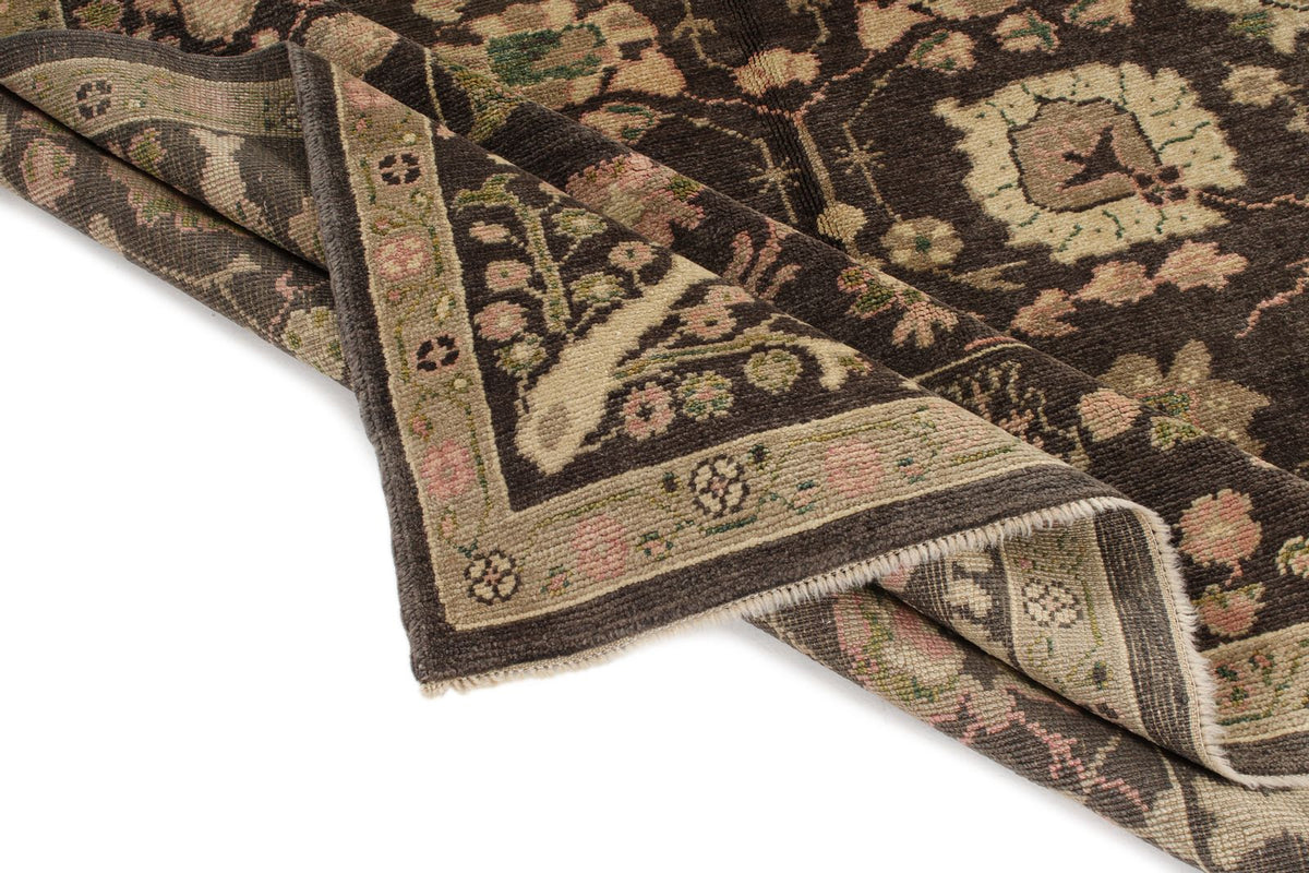 7x9 Brown and Multicolor Turkish Oushak Rug