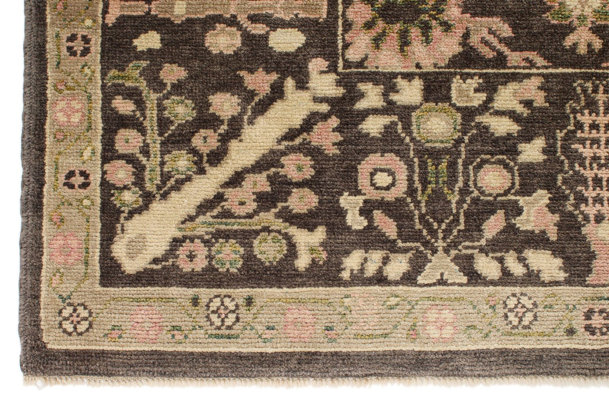 7x9 Brown and Multicolor Turkish Oushak Rug
