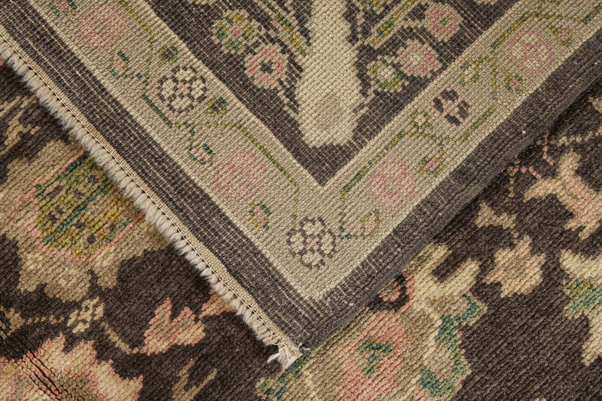 7x9 Brown and Multicolor Turkish Oushak Rug