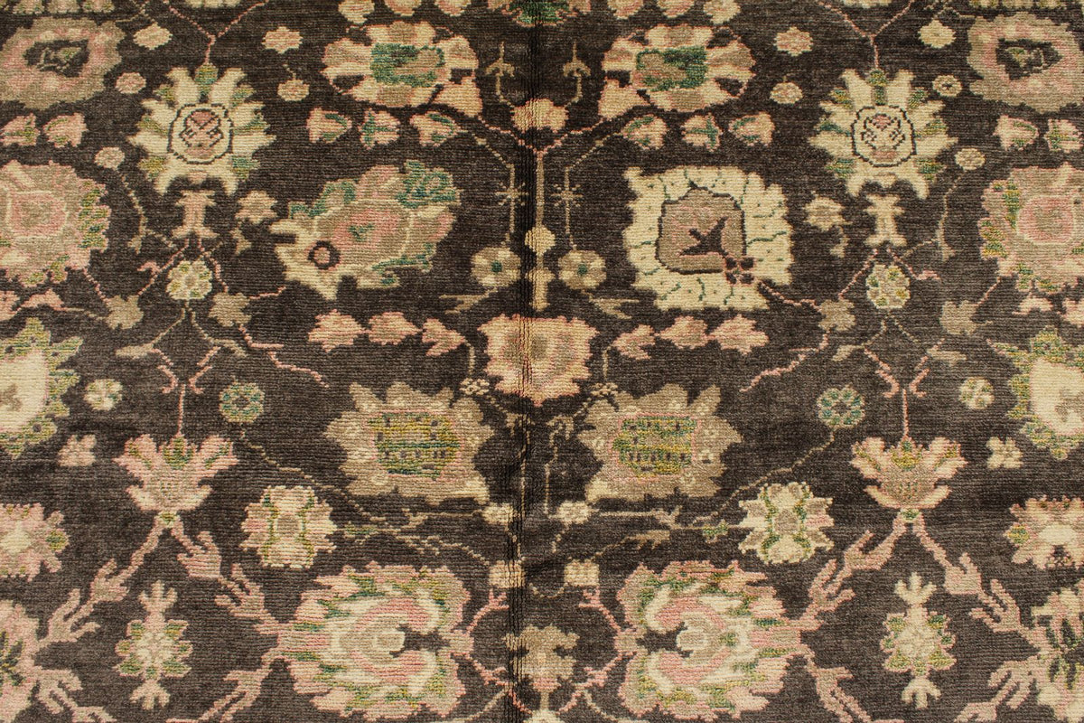 7x9 Brown and Multicolor Turkish Oushak Rug