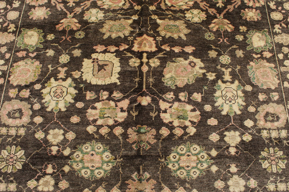 7x9 Brown and Multicolor Turkish Oushak Rug