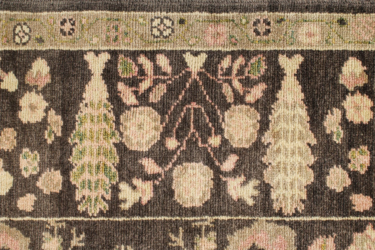 7x9 Brown and Multicolor Turkish Oushak Rug