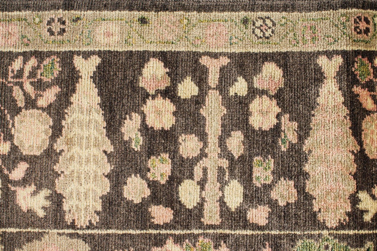 7x9 Brown and Multicolor Turkish Oushak Rug