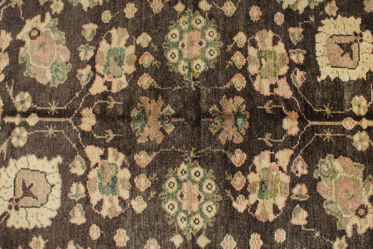 7x9 Brown and Multicolor Turkish Oushak Rug