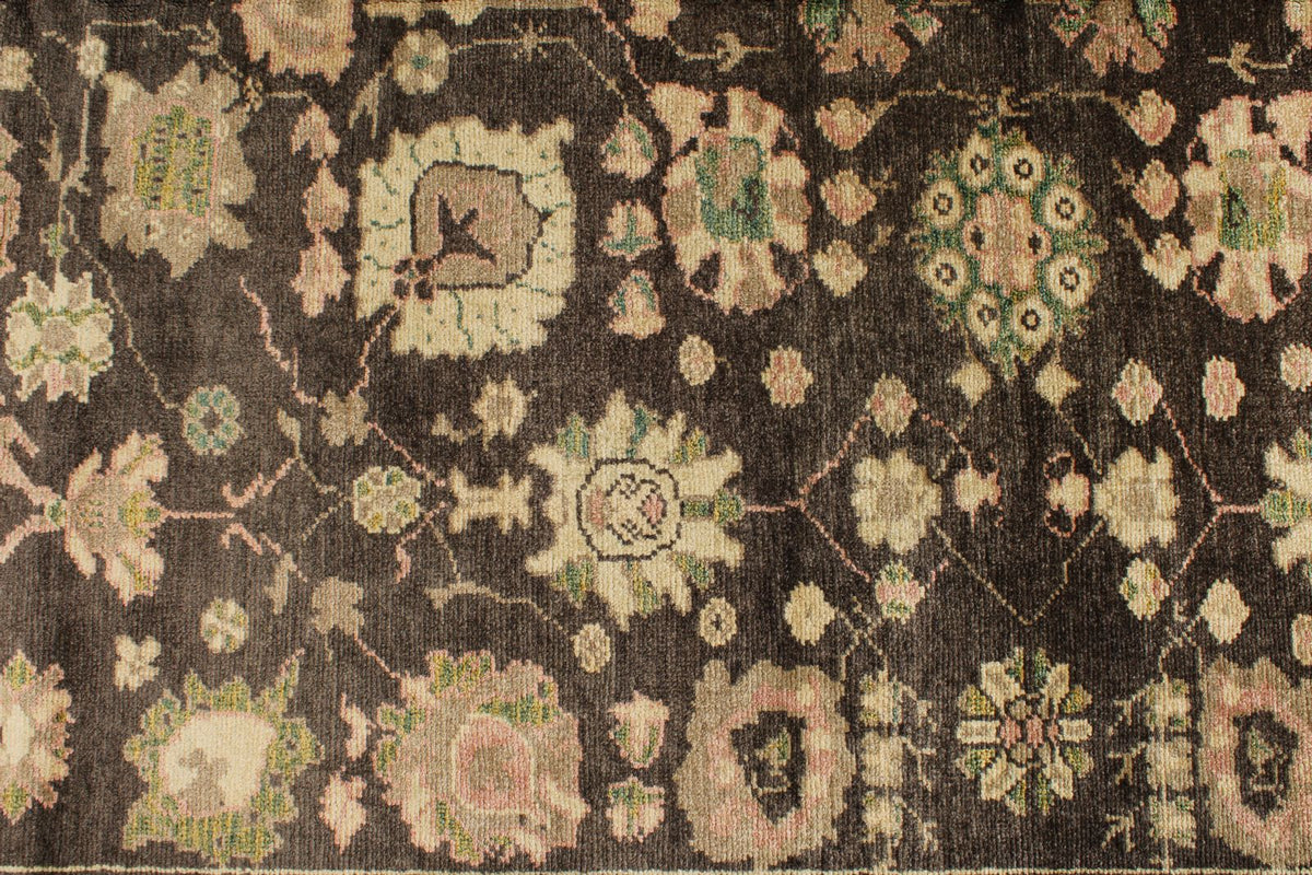 7x9 Brown and Multicolor Turkish Oushak Rug