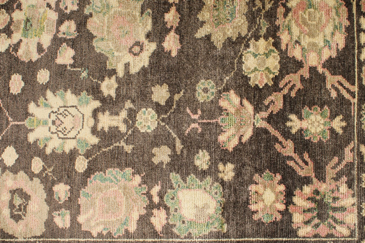 7x9 Brown and Multicolor Turkish Oushak Rug