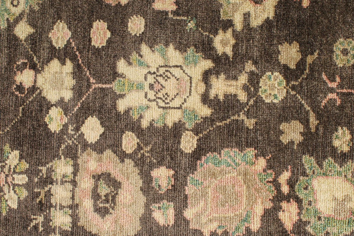 7x9 Brown and Multicolor Turkish Oushak Rug