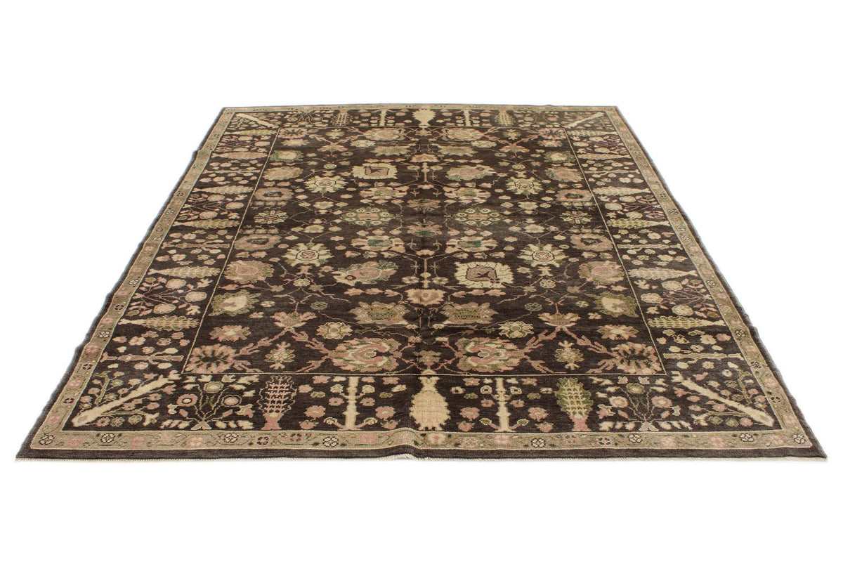 7x9 Brown and Multicolor Turkish Oushak Rug