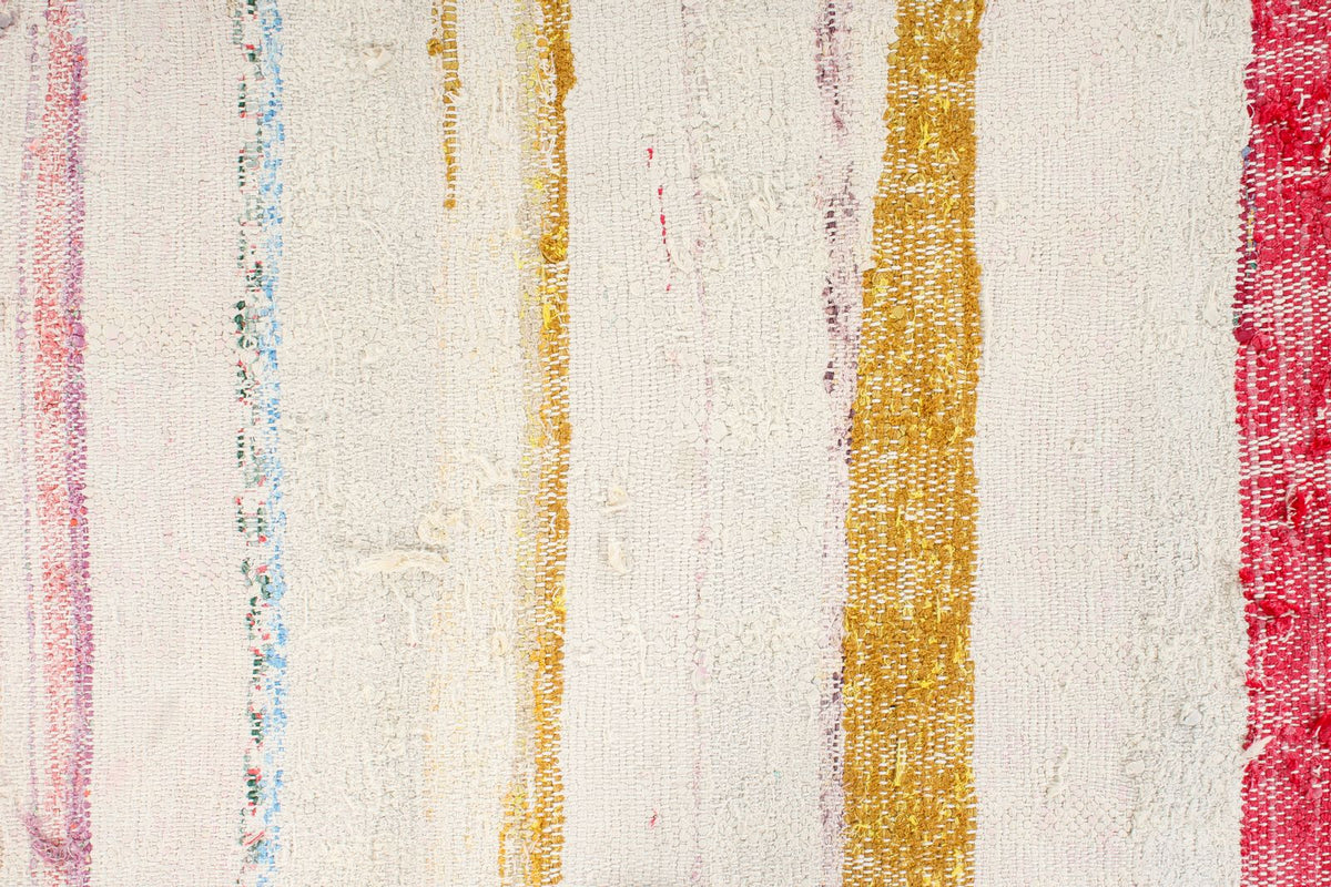 4x5 White and Multicolor Turkish Tribal Rug
