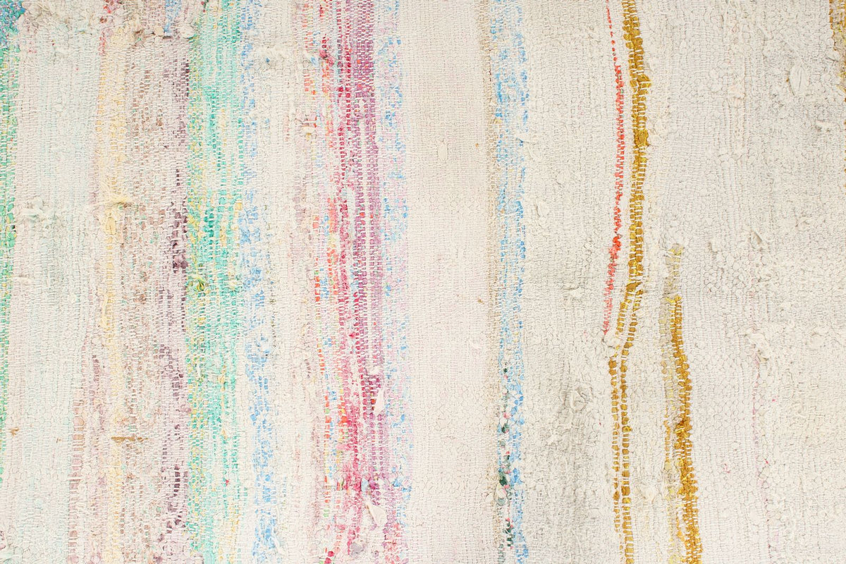 4x5 White and Multicolor Turkish Tribal Rug