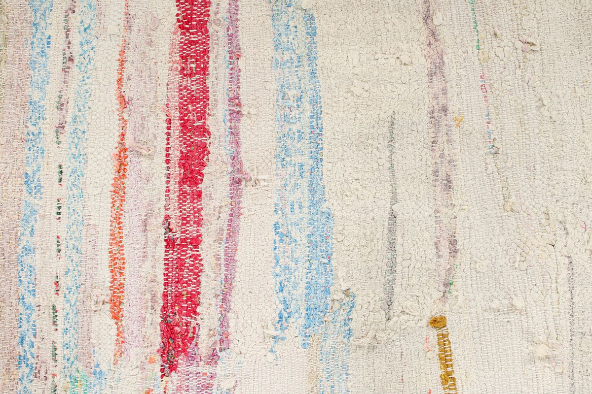 4x5 White and Multicolor Turkish Tribal Rug