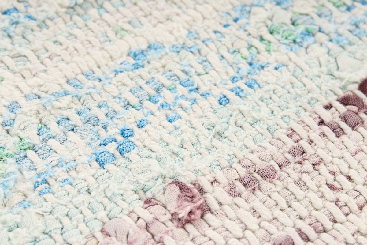 4x5 White and Multicolor Turkish Tribal Rug
