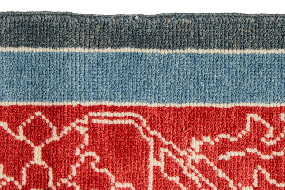 6x9 Blue and Red Turkish Oushak Rug