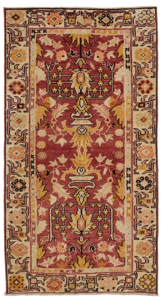 3x5 Red and Multicolor Anatolian Turkish Tribal Rug