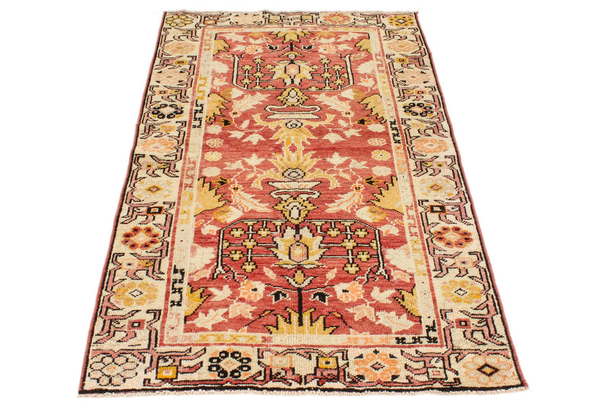 3x5 Red and Multicolor Anatolian Turkish Tribal Rug