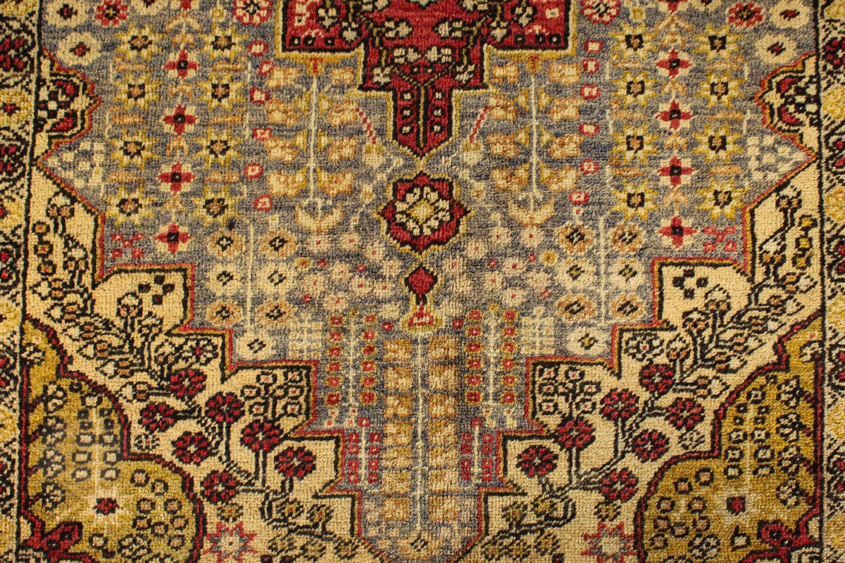 5x7 Ivory and Red Anatolian Turkish Tribal Rug