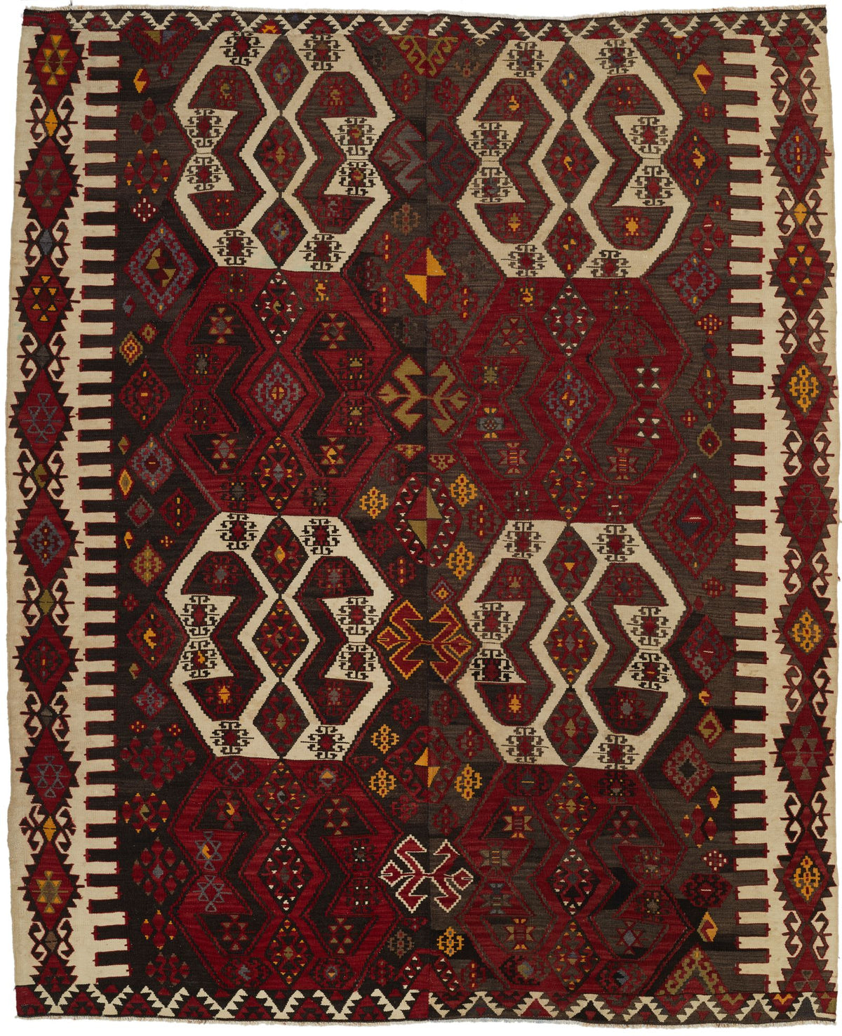 6x8 Red and Multicolor Turkish Tribal Rug