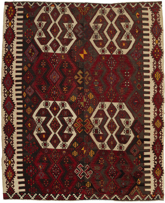 6x8 Red and Multicolor Turkish Tribal Rug