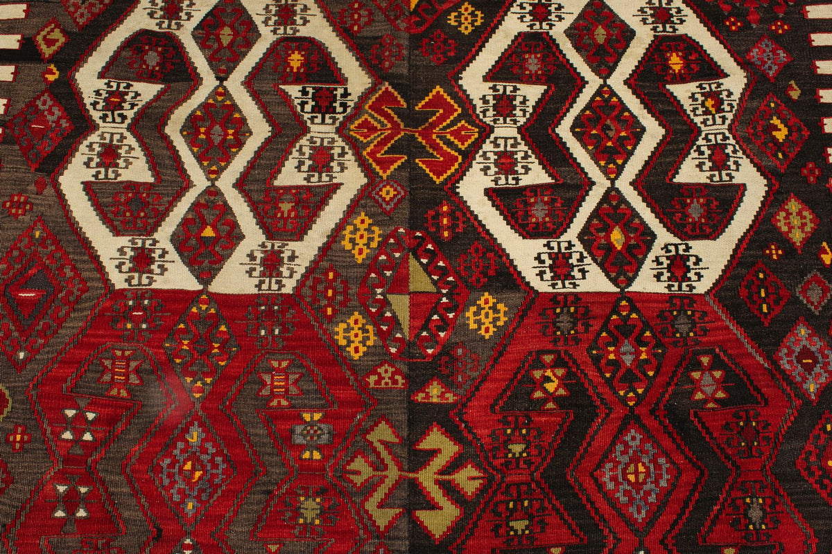6x8 Red and Multicolor Turkish Tribal Rug