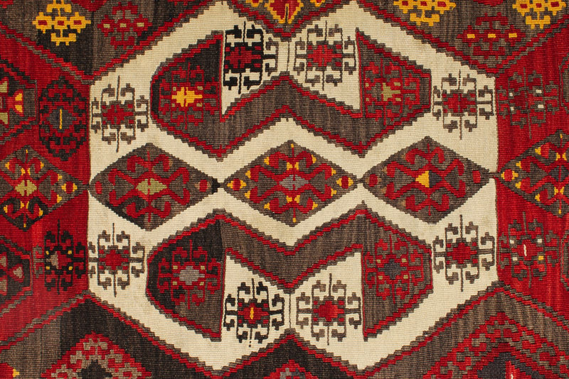 6x8 Red and Multicolor Turkish Tribal Rug