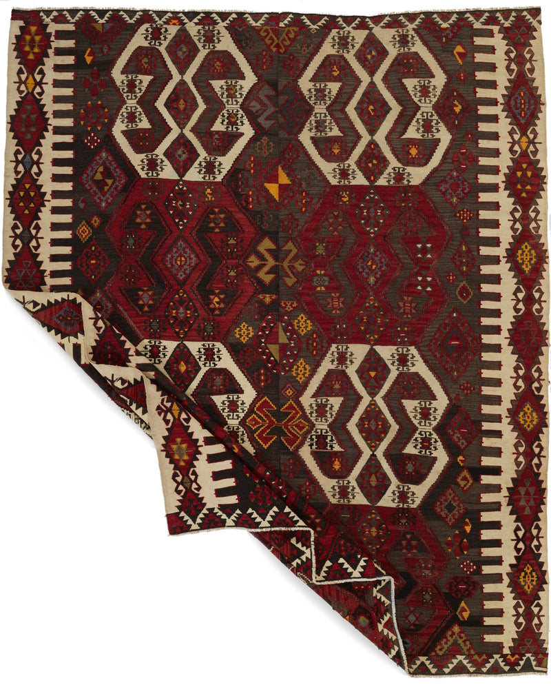 6x8 Red and Multicolor Turkish Tribal Rug