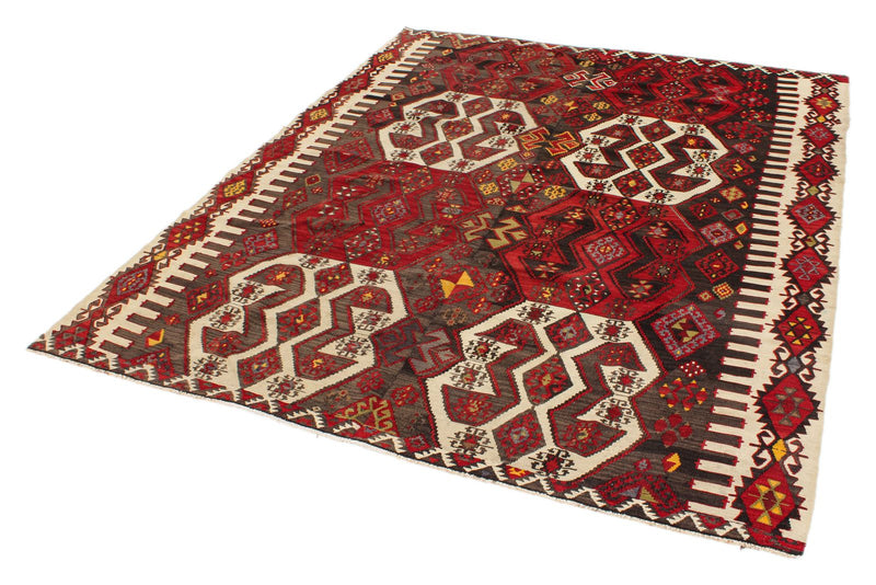 6x8 Red and Multicolor Turkish Tribal Rug