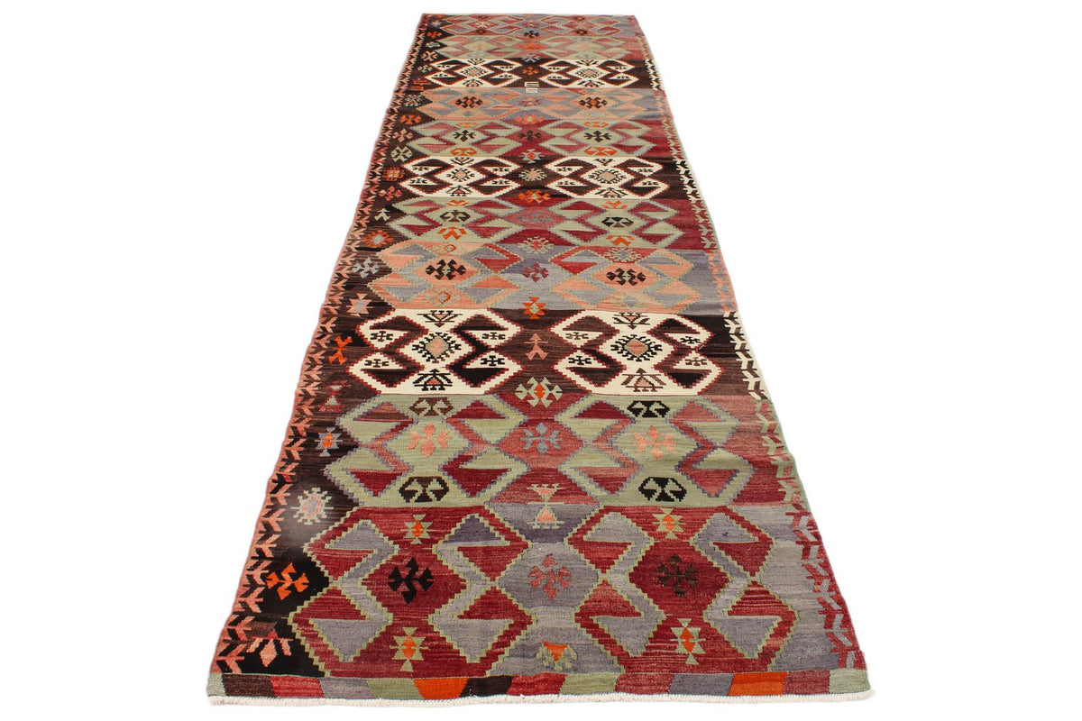 4x14 Multicolor Turkish Tribal Rug