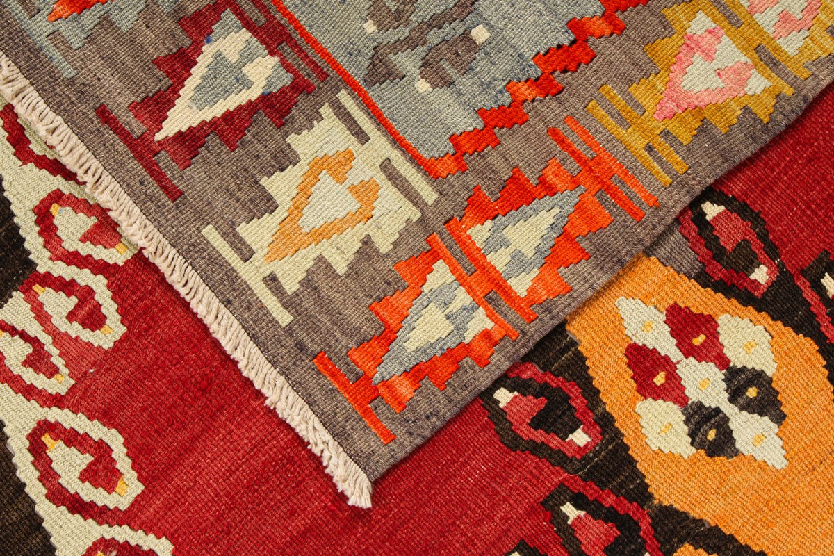 7x10 Red and Multicolor Turkish Tribal Rug