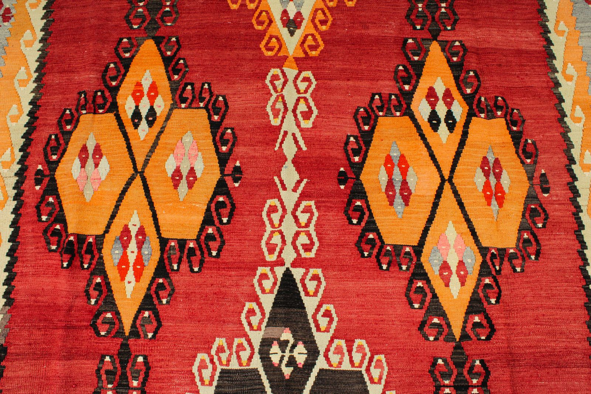 7x10 Red and Multicolor Turkish Tribal Rug