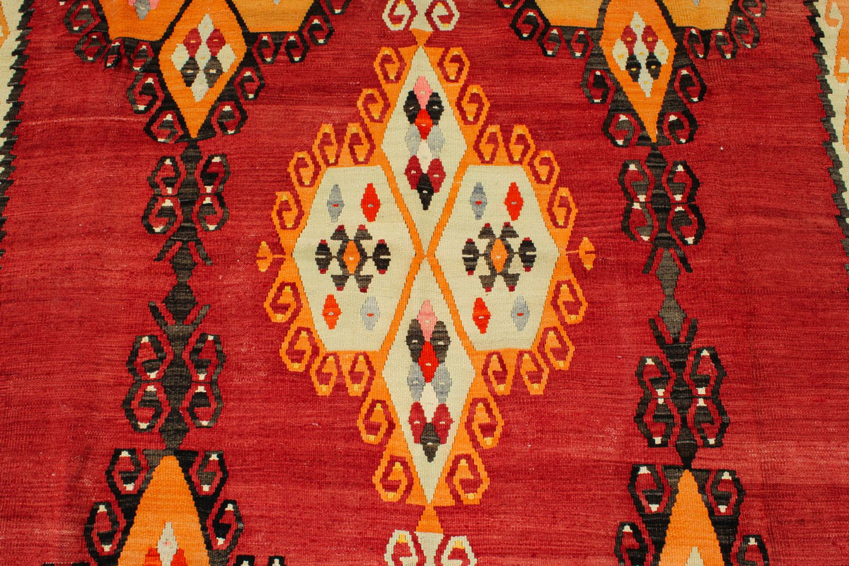 7x10 Red and Multicolor Turkish Tribal Rug
