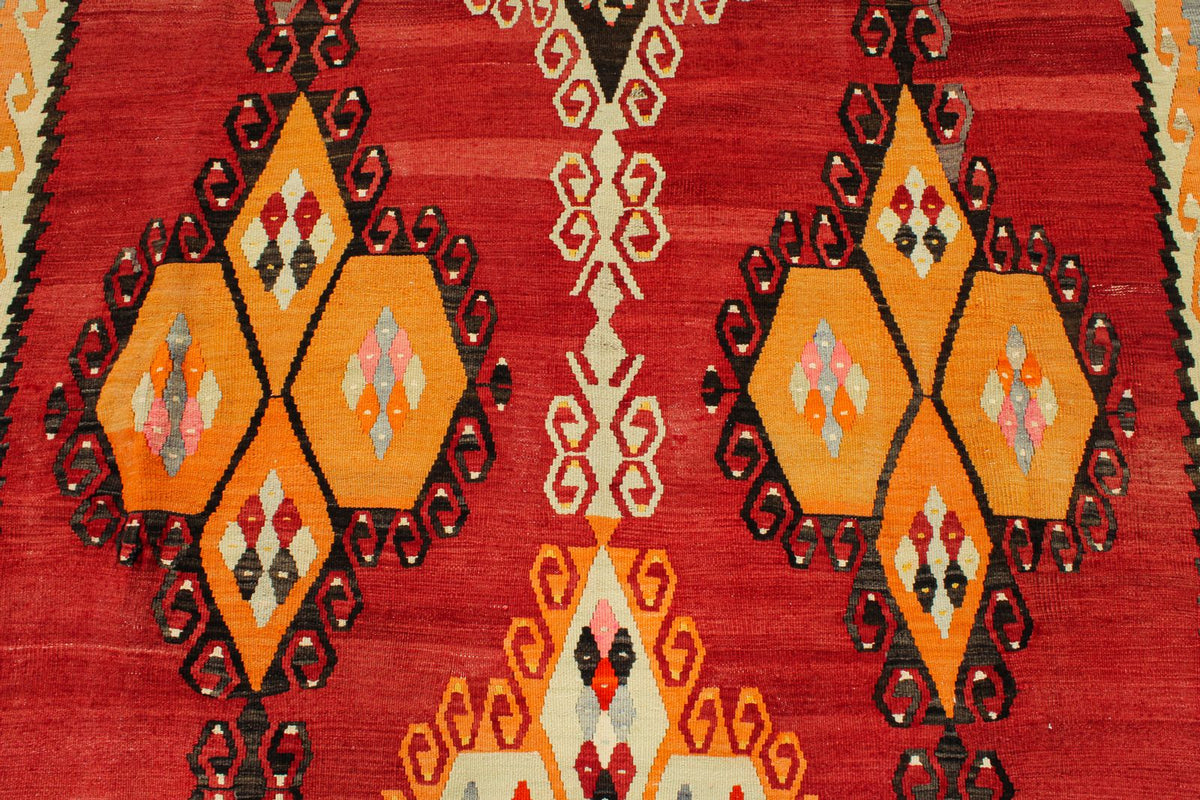 7x10 Red and Multicolor Turkish Tribal Rug