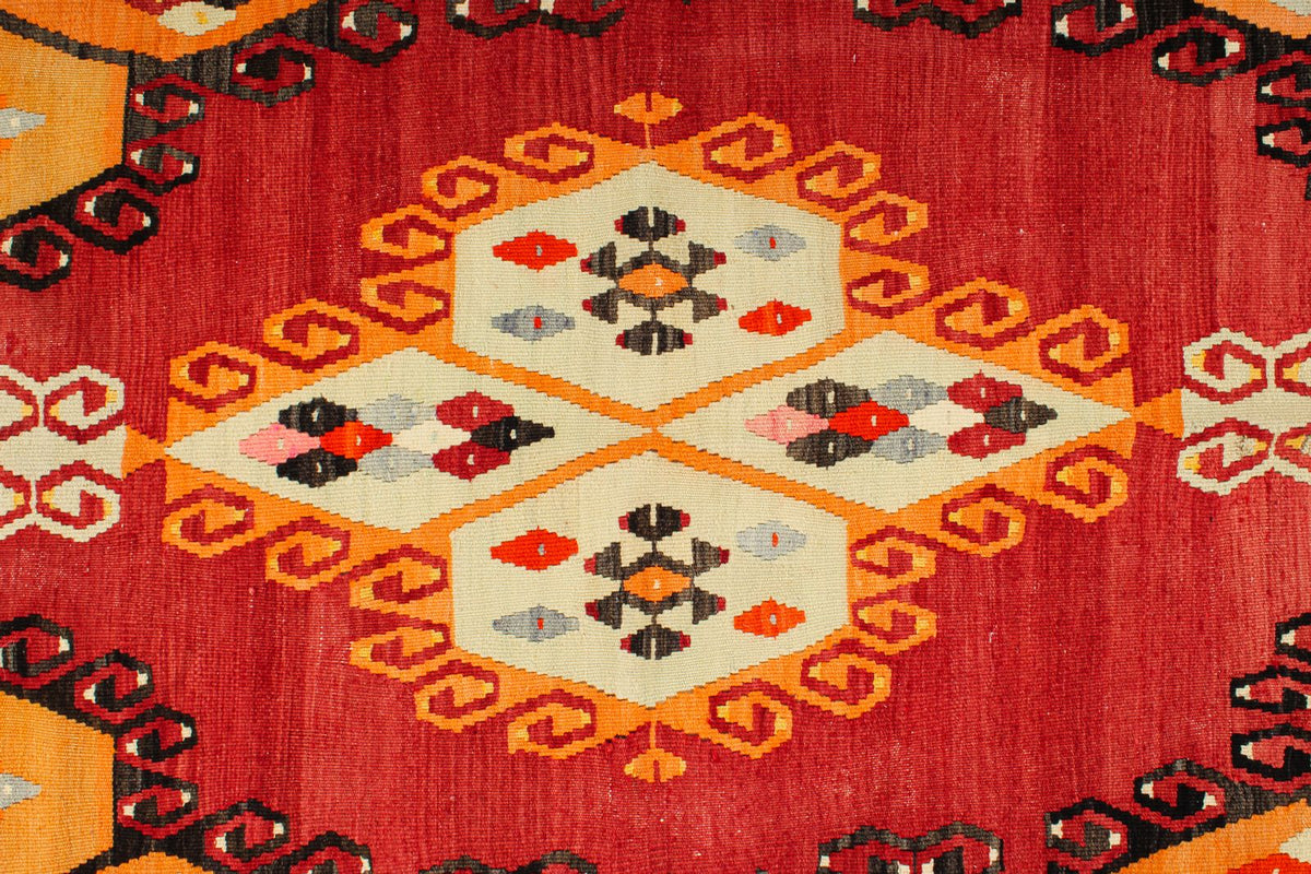 7x10 Red and Multicolor Turkish Tribal Rug